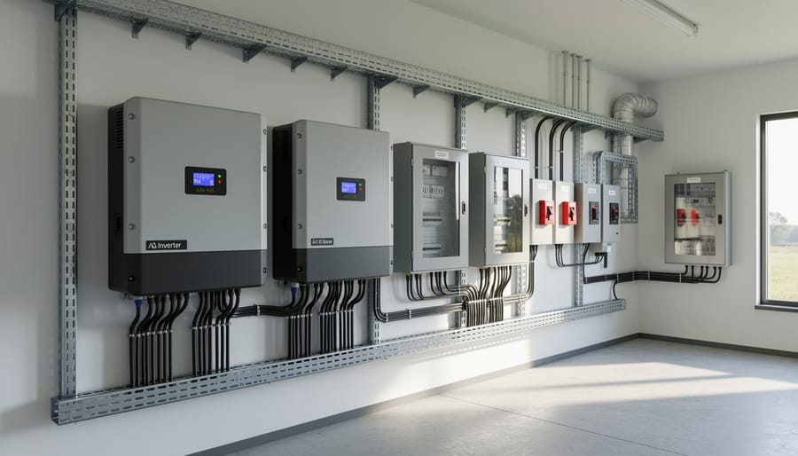 Inverter and electrical disconnect components installed in a residential utility area